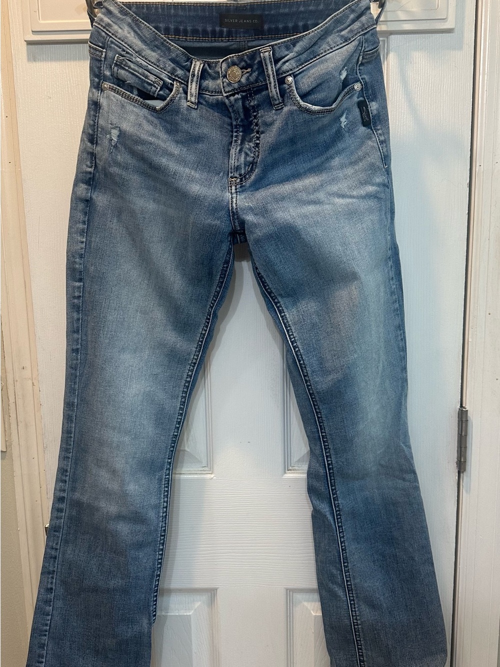 Silver Jeans Medium Blue Denim High-Rise Straight Jeans